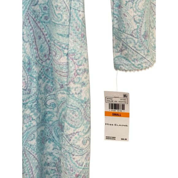 NWT! Miss Elaine Brushed Honeycomb Flannel Paisley Short Nightgown S - Picture 5 of 6